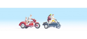 Modélisme ferroviaire : NOCH NO 36905 - Motocyclistes 4 figurines + 2 motos